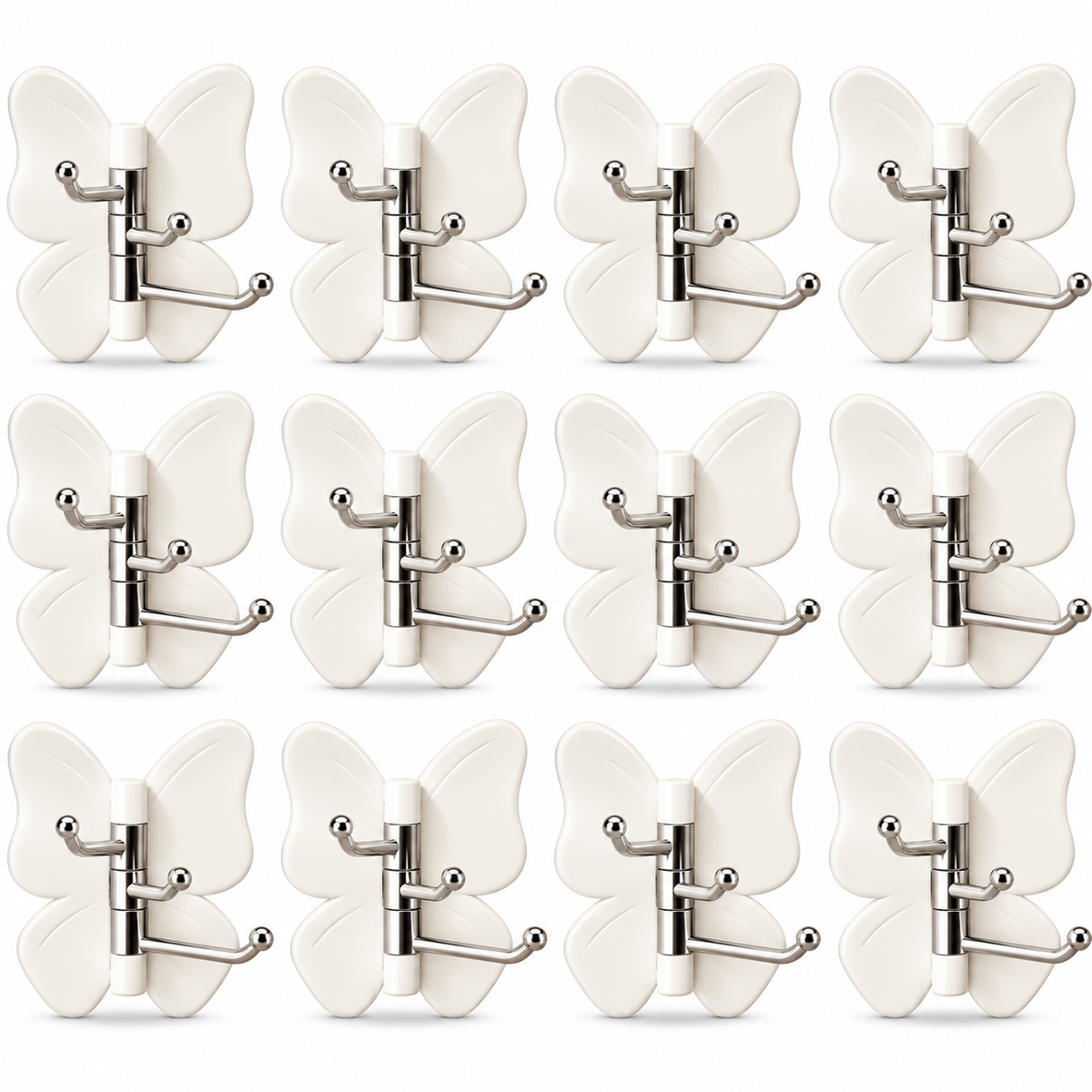 6-Pack Rotating Butterfly Adhesive Wall Hooks β No-Drill Towel & Key Organizer