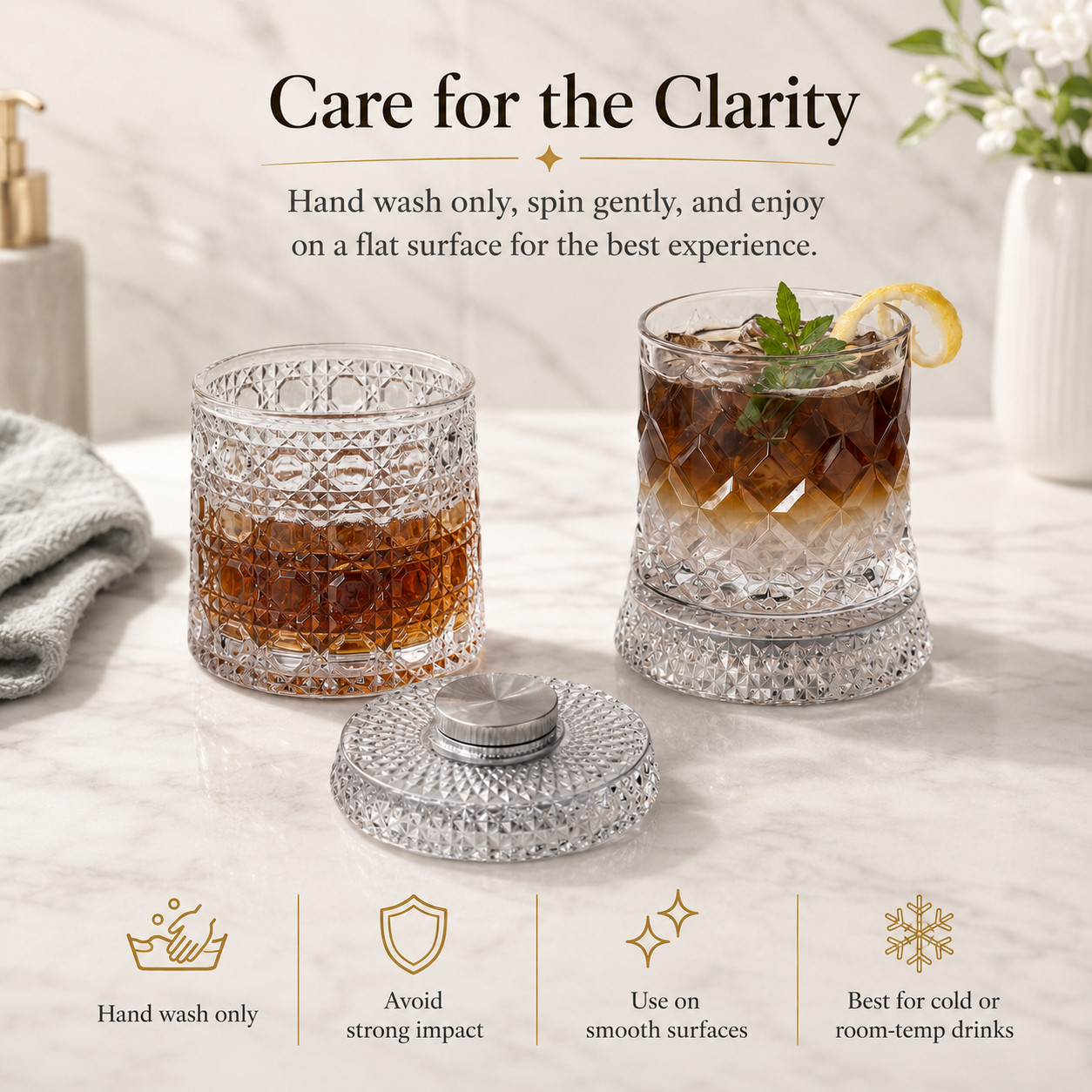 🥃Luxury 360° Rotating Crystal Glass🥂So relaxed at this moment! Luxury glass