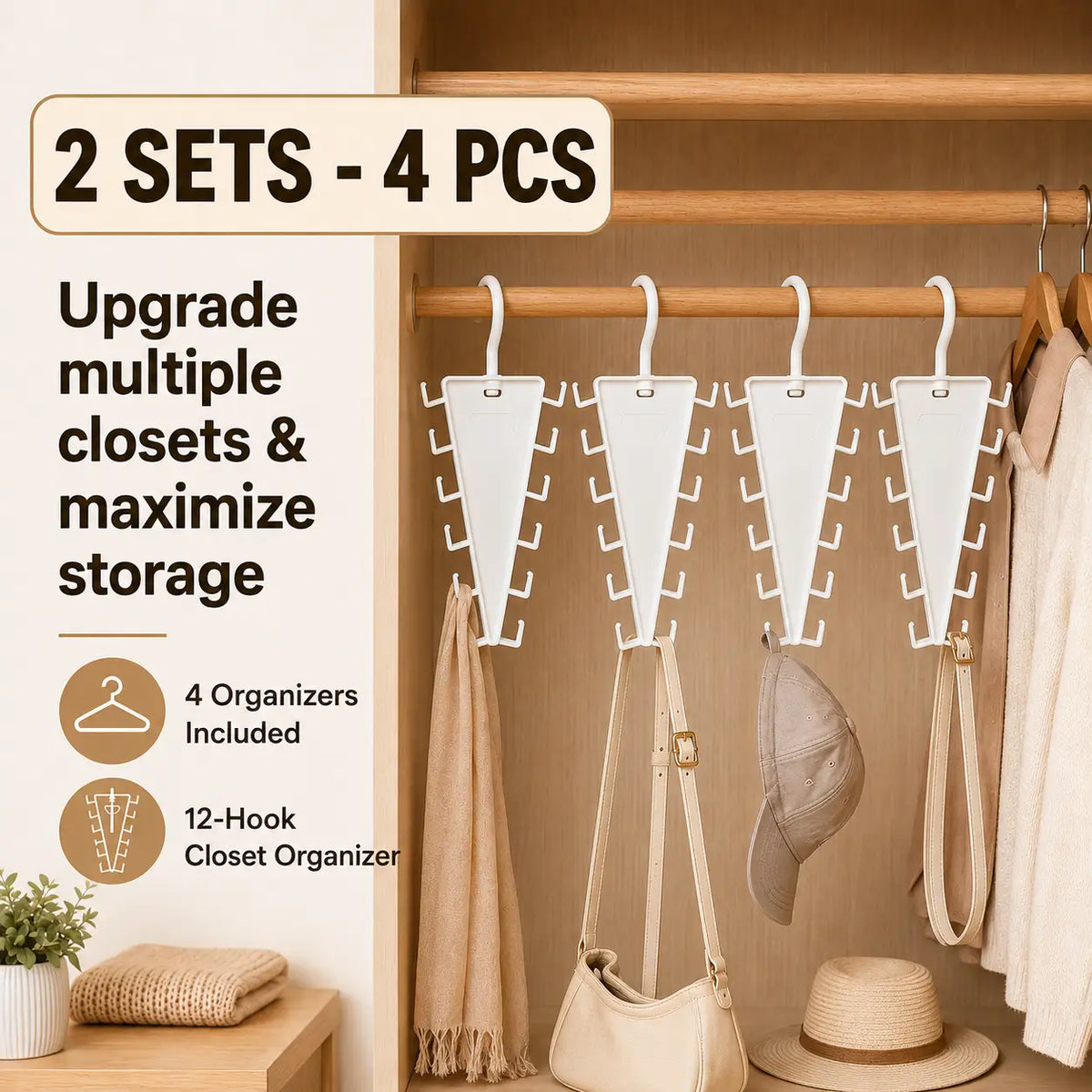 🧥🪝12-Hook Vertical Closet Organizer
