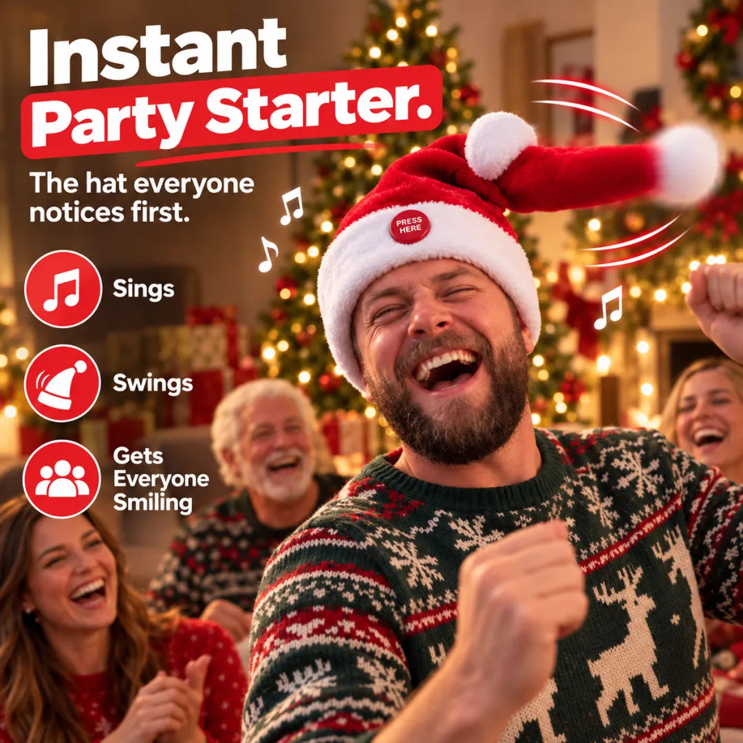 ๐
Singing & Dancing Santa Hat โ The Christmas Hat That Steals the Party