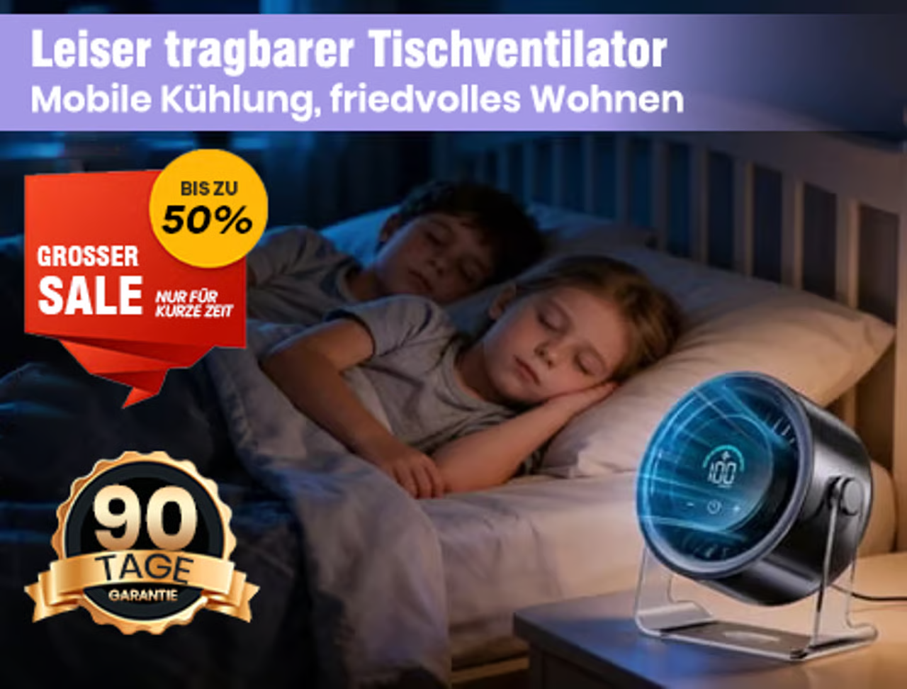Silent portable desktop fan