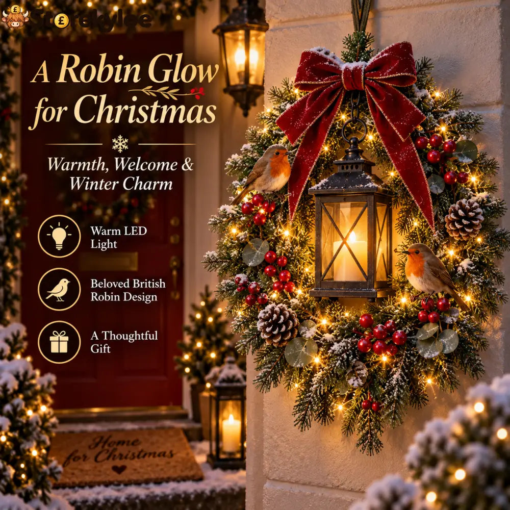 ✨Last Day 50% OFF✨🐦 A Robin Glow™ – Lighted Robin Christmas Wreath