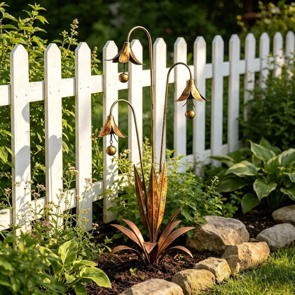 🔔 Enchanting Blue Bellflower Garden Stakes – Add Charm & Gentle Melody to Your Outdoor Space