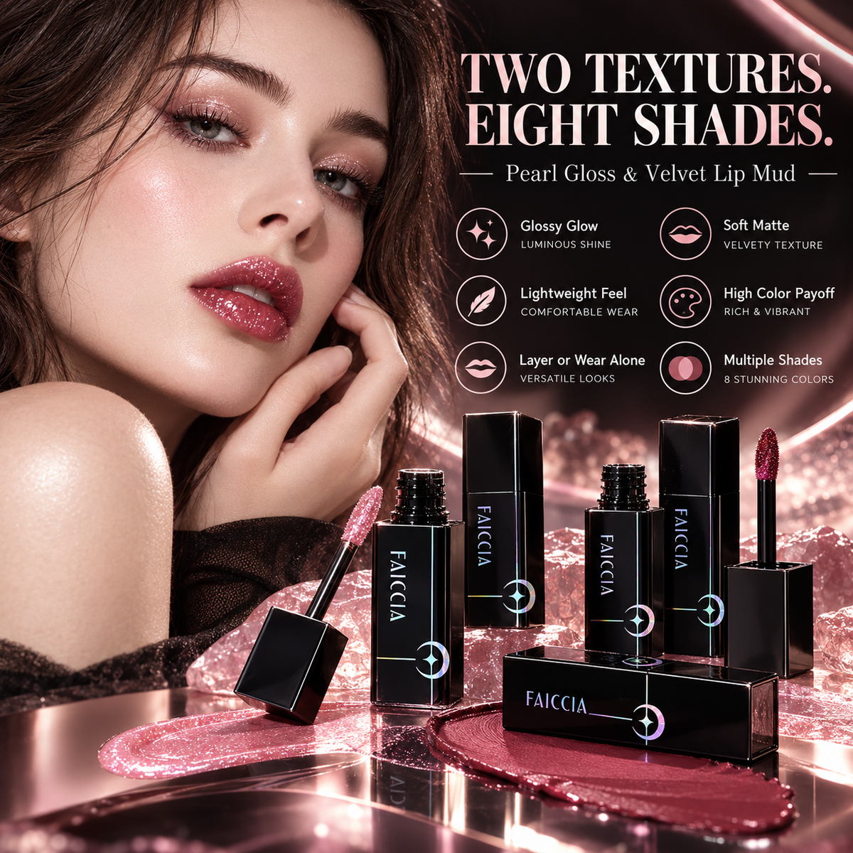 Two Finishes. Eight Shades. Endless Lip Looks.