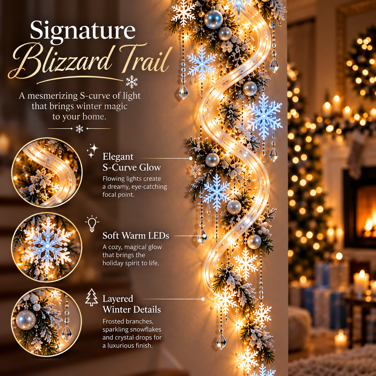 🔥Last Day 50% OFF🔥❄️ Giant Snowflake Blizzard Trail™- Let the Snowstorm Glow Indoors