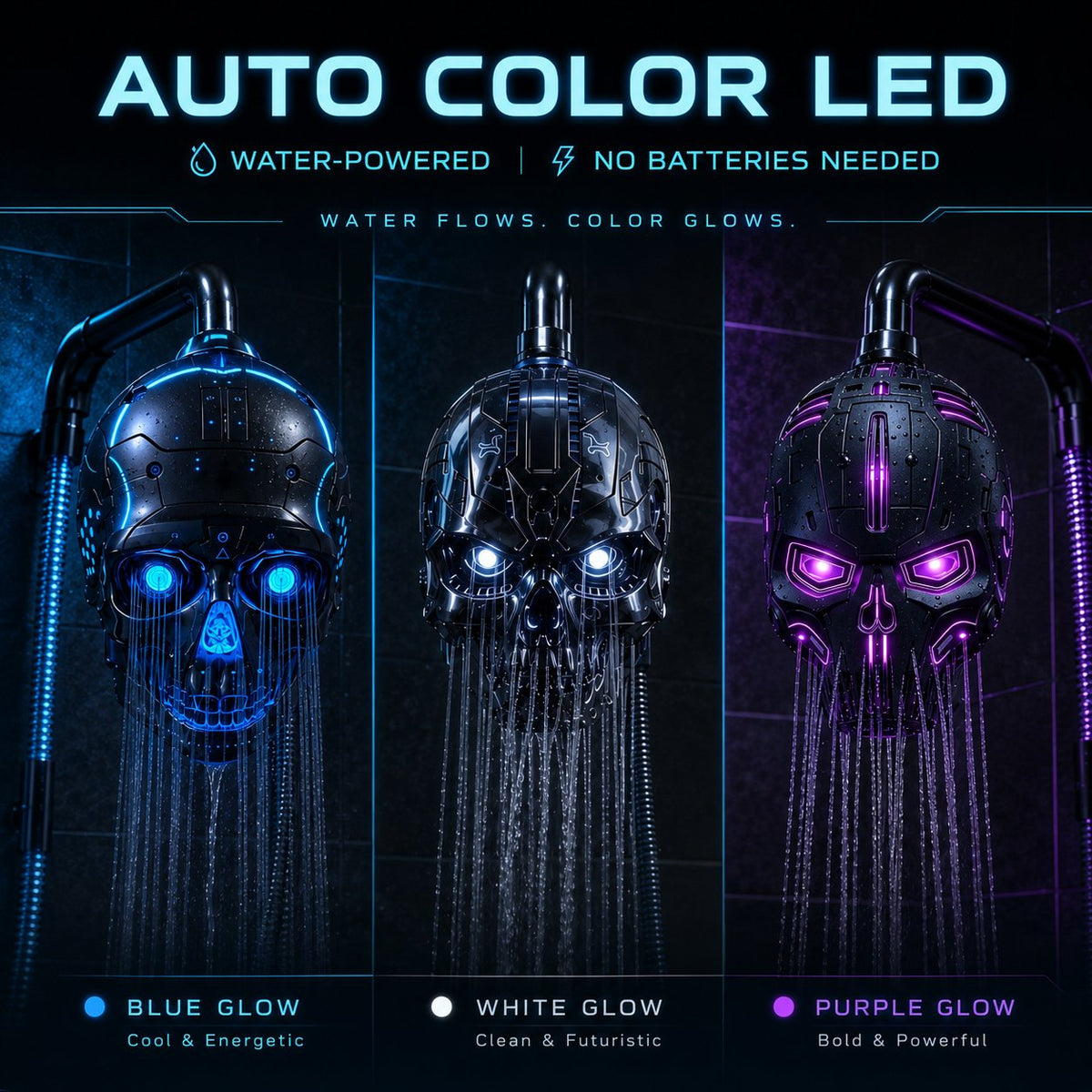 😩 BORING SHOWER? YOUR BATHROOM DESERVES MORE! 🚿👾 ⚡ Add CYBERPUNK STYLE, COLOR-CHANGING LED LIGHTS & A BOLD SKULL DESIGN TO EVERY SHOWER! 🔥💀