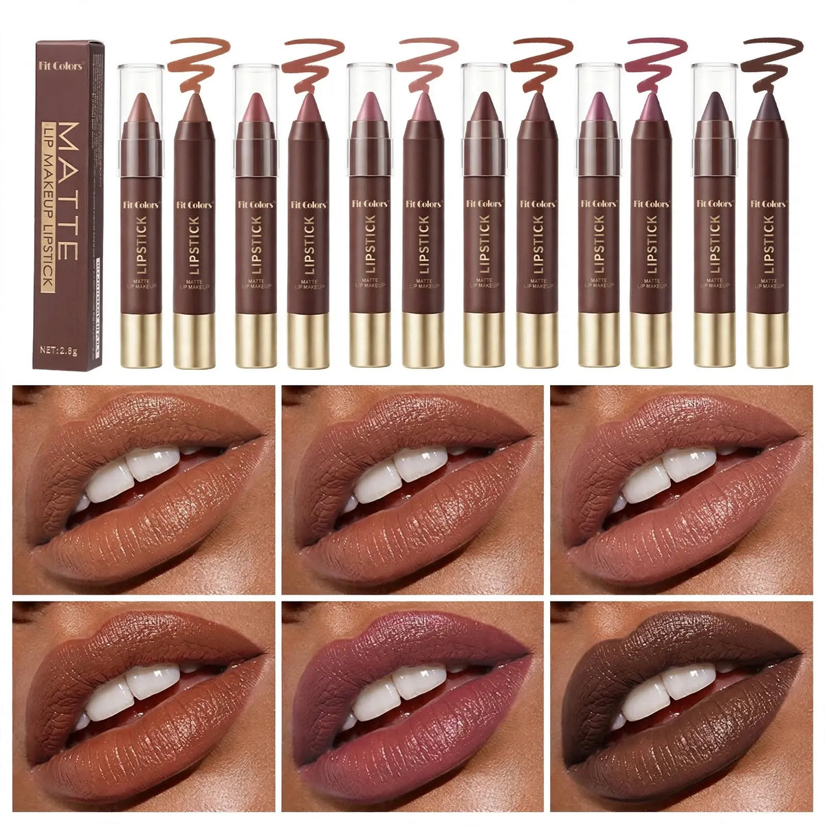 💄 2026 Hottest Lipstick Set – 6PCS Long-Lasting Matte Lipsticks in Stunning Brown Shades ✨