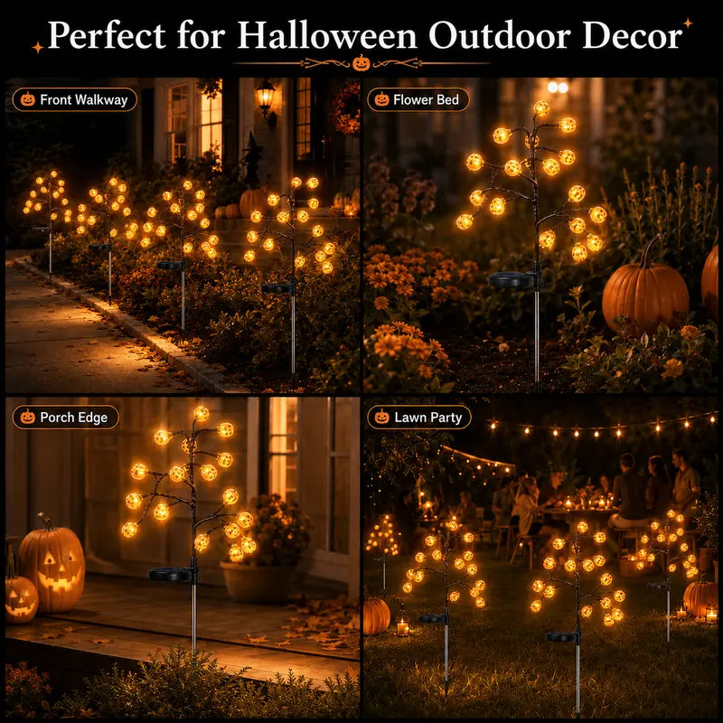 🎃 Pumpkin Solar Stake Lights– Halloween Outdoor Yard Decor