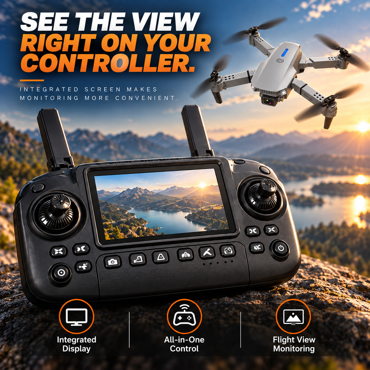 SkyView™ Foldable Dual-Camera Drone with Screen Remote