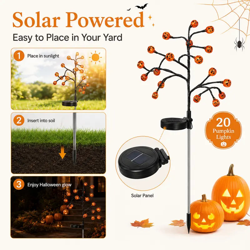 🎃 Pumpkin Solar Stake Lights– Halloween Outdoor Yard Decor