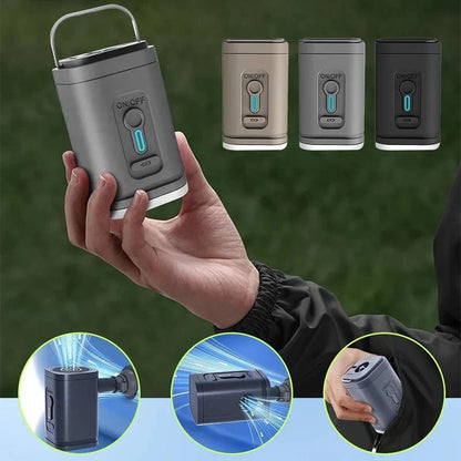 🏕️ Rechargeable Camping Air Pump – LED Light, Fast Inflation, Compact 🔋