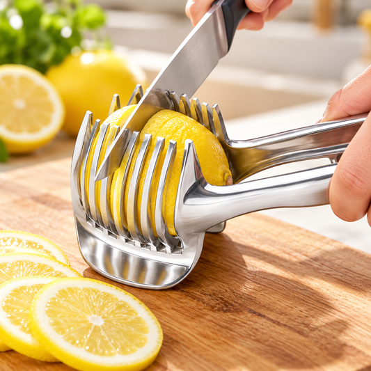 🍋 Stainless Steel Lemon Slicer Tongs – Even Slices Made Easy