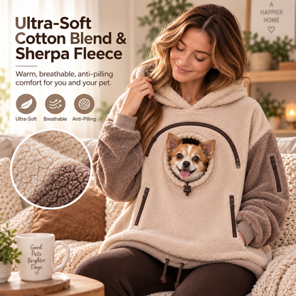 🐾 Cozy Pet Carrier Hoodie – Soft Fleece Cuddle Pouch Sweatshirt for Cats & Small Dogs