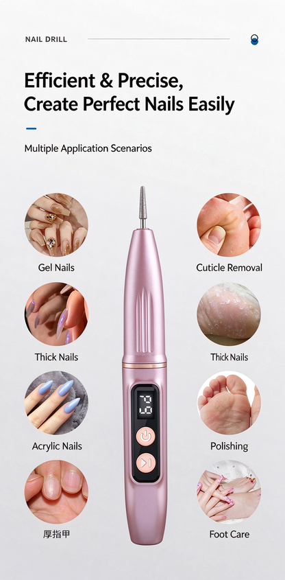 💎Rechargeable Nail Drill (20,000 RPM) — Portable electric nail grooming tool with bit set; suitable for hand and foot care and acrylic nails; cordless design.🔥