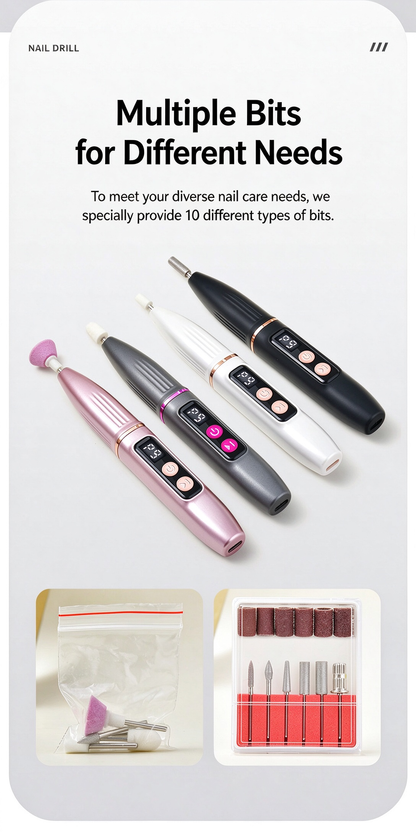 💎Rechargeable Nail Drill (20,000 RPM) — Portable electric nail grooming tool with bit set; suitable for hand and foot care and acrylic nails; cordless design.🔥