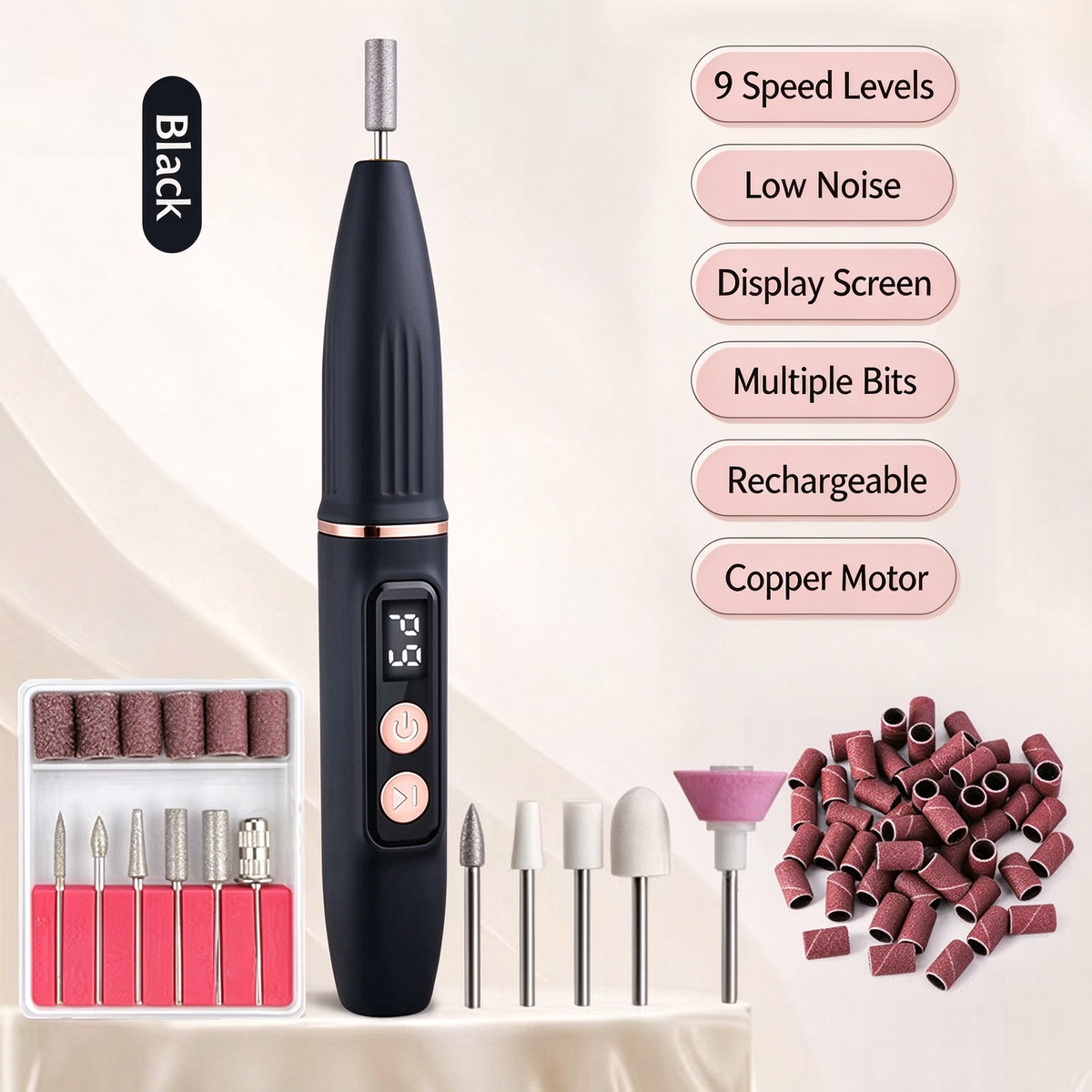 💎Rechargeable Nail Drill (20,000 RPM) — Portable electric nail grooming tool with bit set; suitable for hand and foot care and acrylic nails; cordless design.🔥