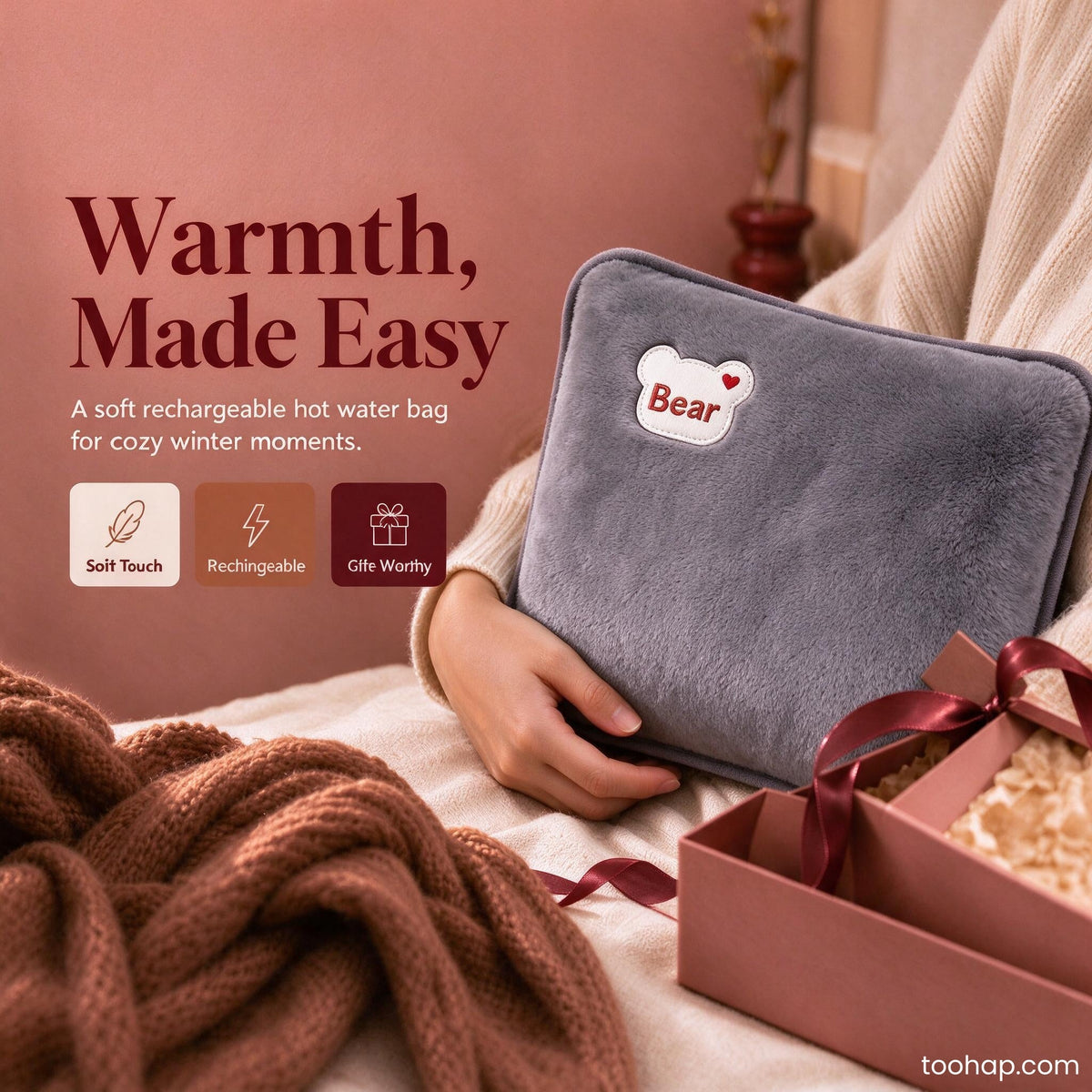 ❄️ 50% OFF - Winter Essentials ♨️ Rechargeable Hot Water Bottle – Portable Electric Heat Pack for Cosy Winter Warmth