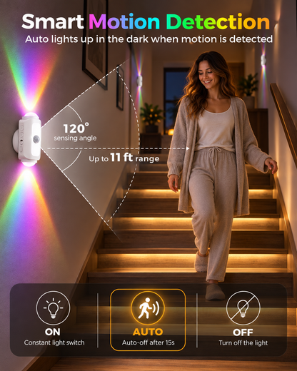 🎁Smart Motion Sensor Wall Light – Rechargeable RGB & Warm Light💎