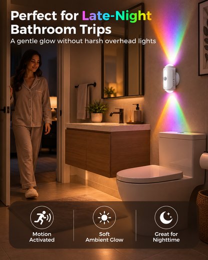 🎁Smart Motion Sensor Wall Light – Rechargeable RGB & Warm Light💎