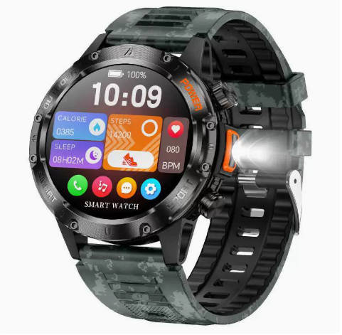 😩 WHY CARRY EXTRA GEAR WHEN YOUR WATCH CAN DO MORE? 🏔️ 🔦 BUILT-IN FLASHLIGHT + BLUETOOTH CALLING + RUGGED DESIGN. ALL ON YOUR WRIST! ⌚️🔥