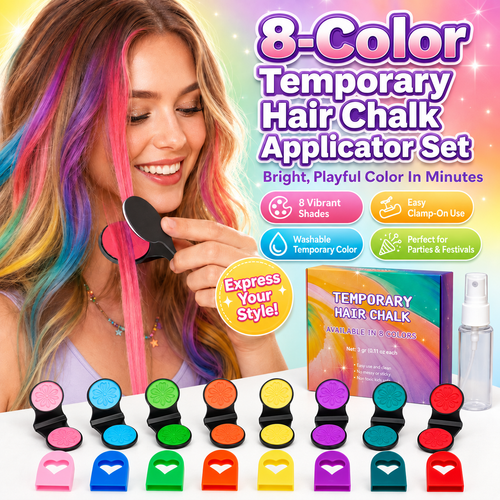 🌈🎨 8-Color Temporary Hair Chalk Applicator Set ✨💇‍♀️
