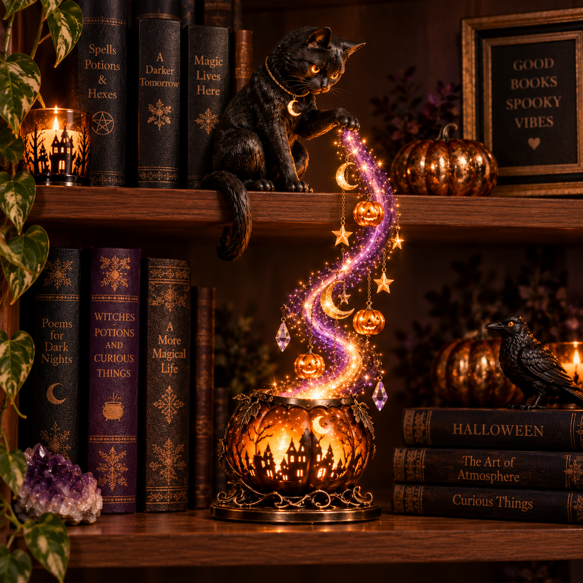 ✨Last Day 50% OFF✨ Halloween Magic Cascade Shelf Light Collection™ – Enchanted Bookcase Decor