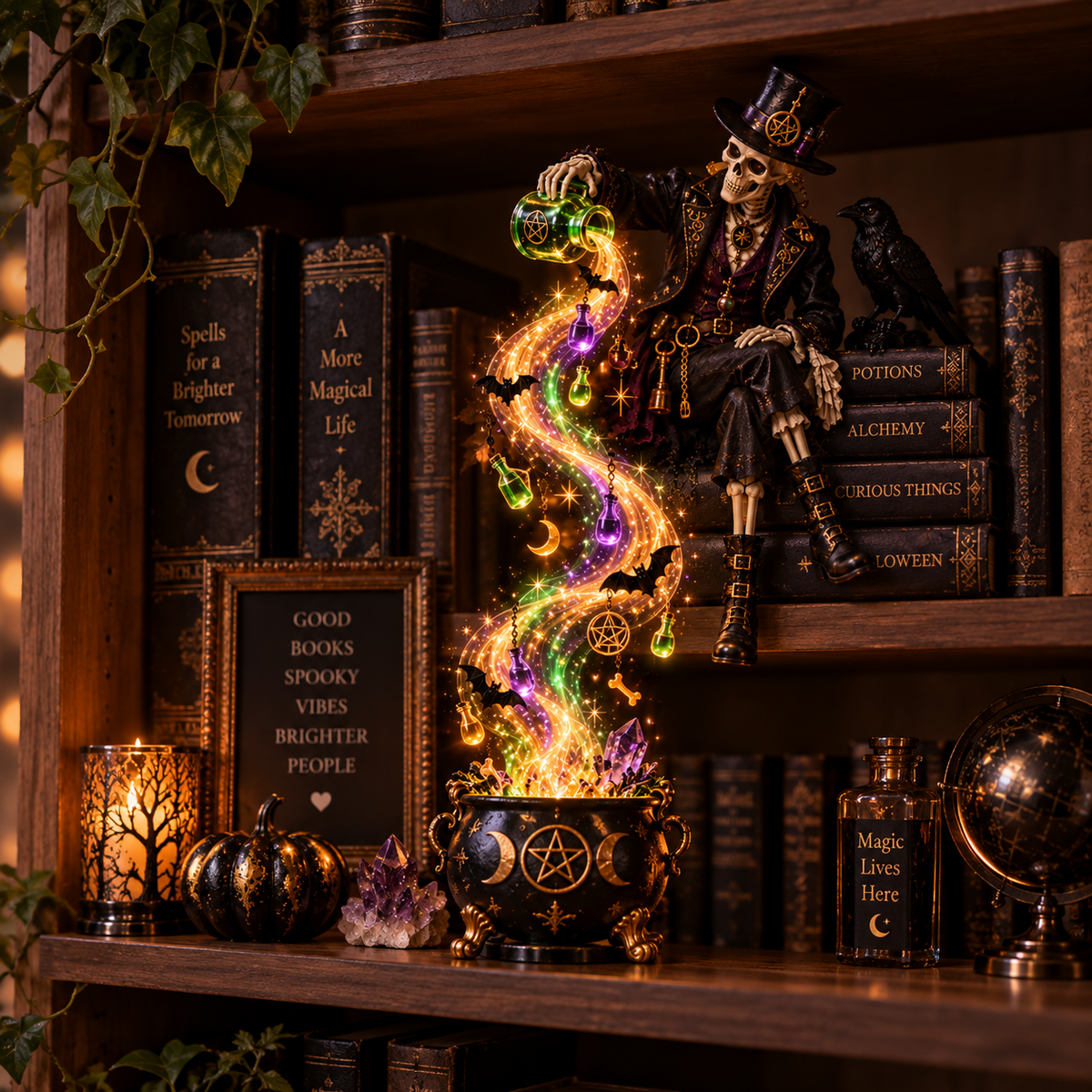 ✨Last Day 50% OFF✨ Halloween Magic Cascade Shelf Light Collection™ – Enchanted Bookcase Decor