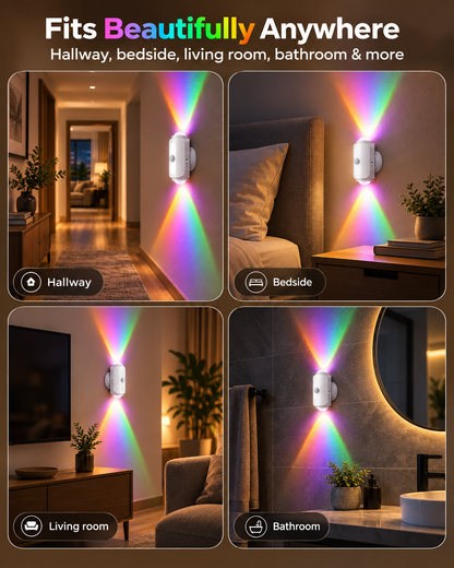 🎁Smart Motion Sensor Wall Light – Rechargeable RGB & Warm Light💎