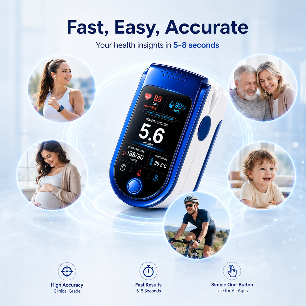 💧 Needle-free health monitoring device (capable of measuring blood oxygen, blood pressure, and blood glucose)