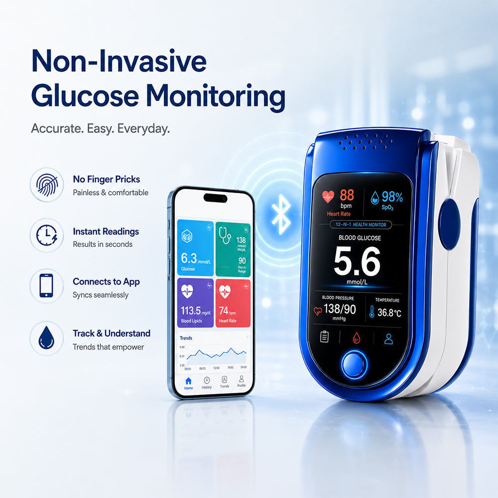 💧 Needle-free health monitoring device (capable of measuring blood oxygen, blood pressure, and blood glucose)