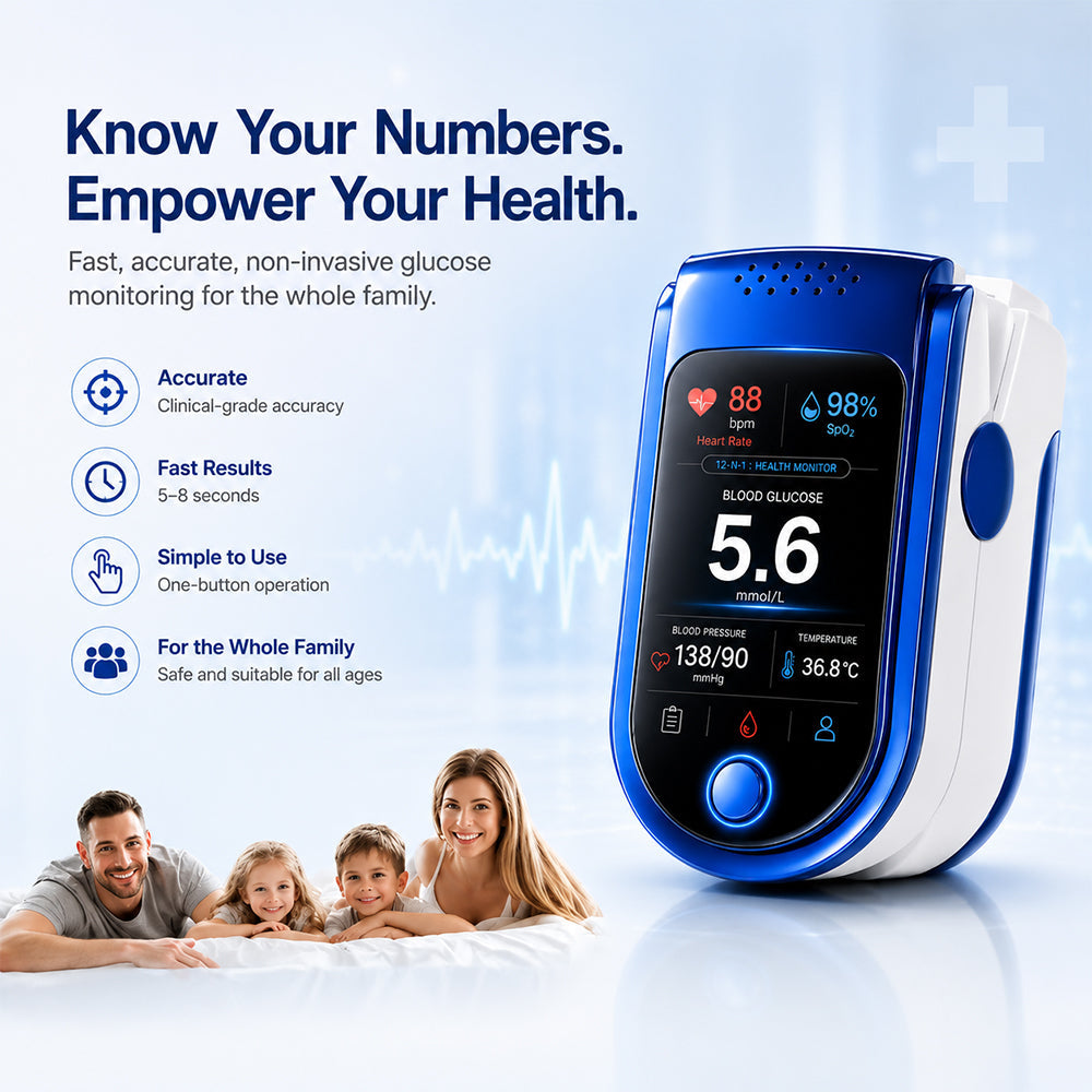💧 Needle-free health monitoring device (capable of measuring blood oxygen, blood pressure, and blood glucose)