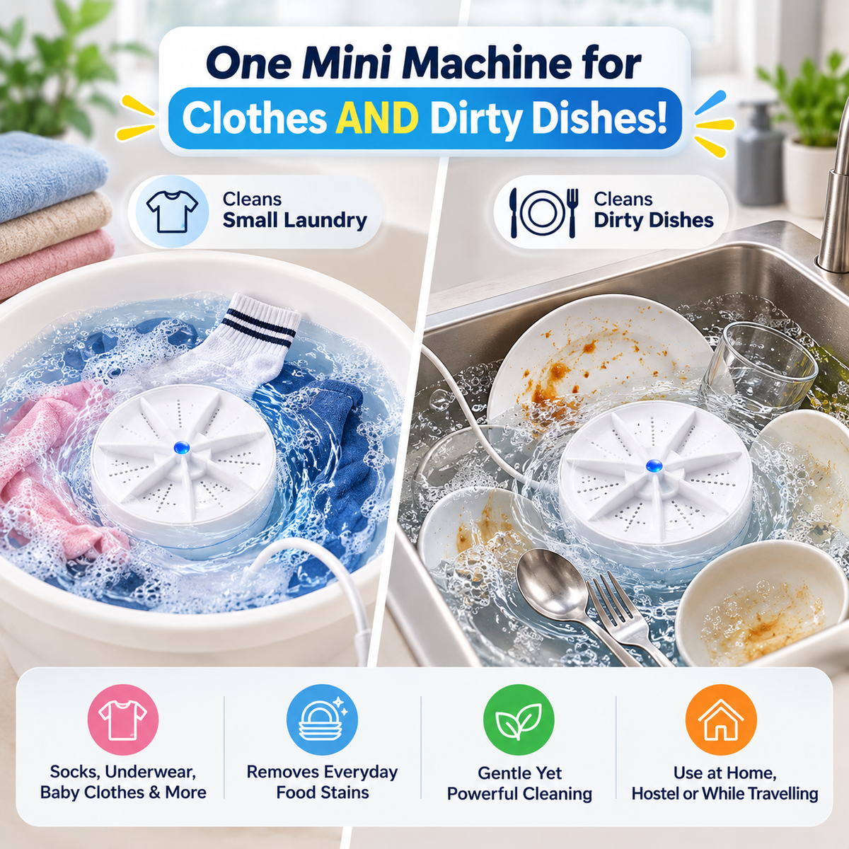 😩 TIRED OF RUNNING A FULL WASHER FOR JUST A FEW CLOTHES? 🧺 🌀 TURN ANY BASIN INTO A QUICK WASH STATION—WASH SMALL LOADS WITH LESS TIME & EFFORT! ✨