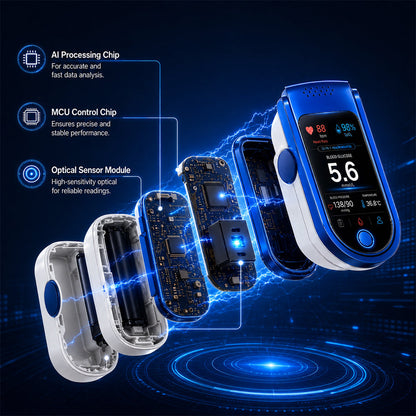 💧 Needle-free health monitoring device (capable of measuring blood oxygen, blood pressure, and blood glucose)