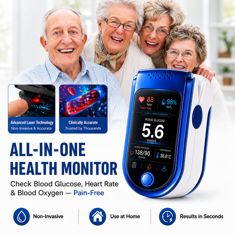 💧 Needle-free health monitoring device (capable of measuring blood oxygen, blood pressure, and blood glucose)