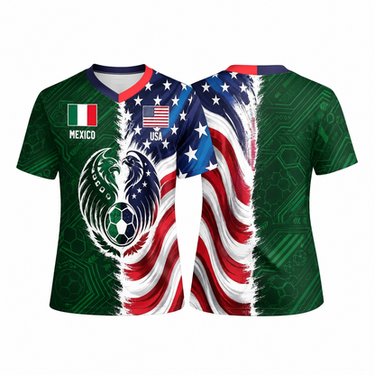 ⚽ Full Half USA Half Mexico Flag Split Print