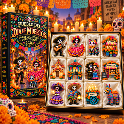 😩 TIRED OF BORING COUNTDOWN CALENDARS? 💀🖤 ✨ 24 DAYS. 24 UNIQUE MINIATURES. 🎁 Discover a New Day of the Dead Surprise Every Day!