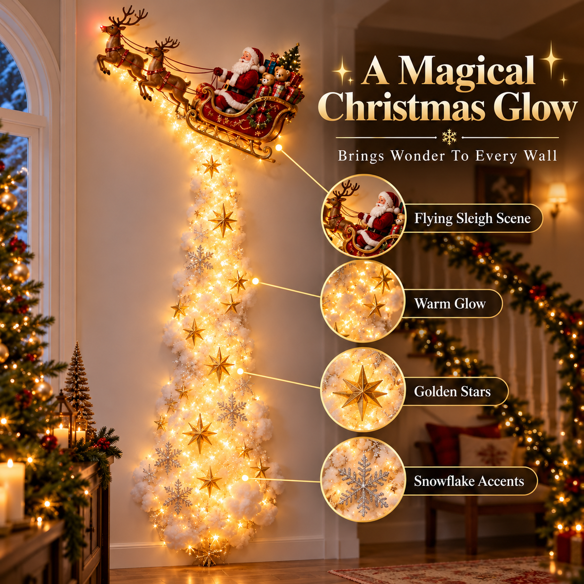 ✨ Turn Any Wall Into Christmas Magic — Create a Warm, Cozy Holiday Glow in Seconds! 🎄