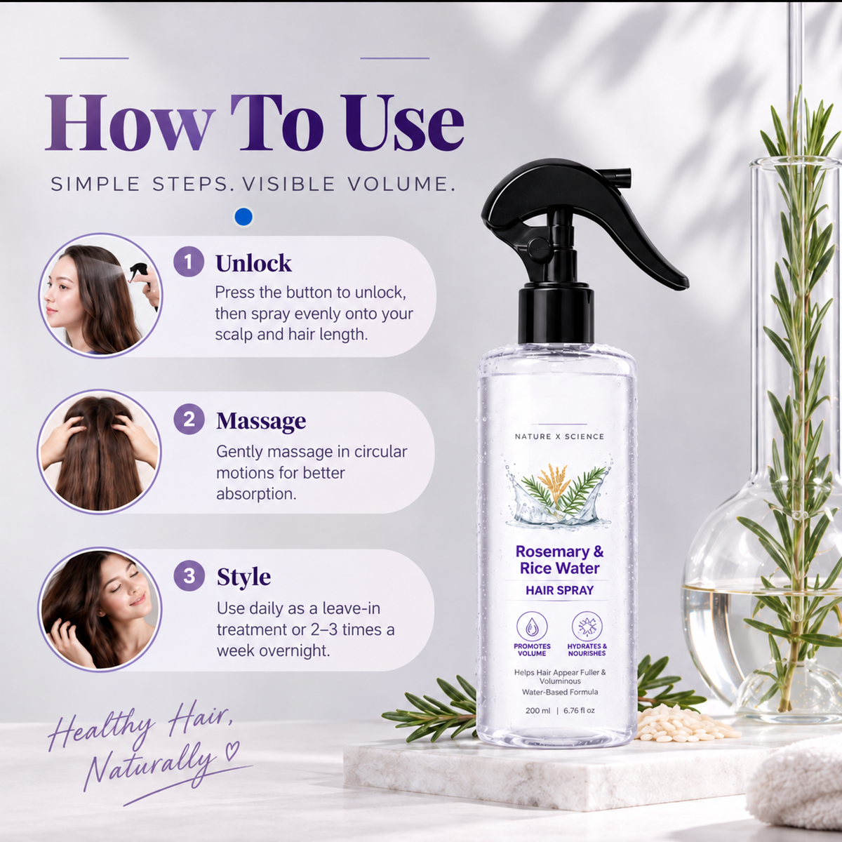 Nature x Science Rosemary Water and Rice Water | 200 ml