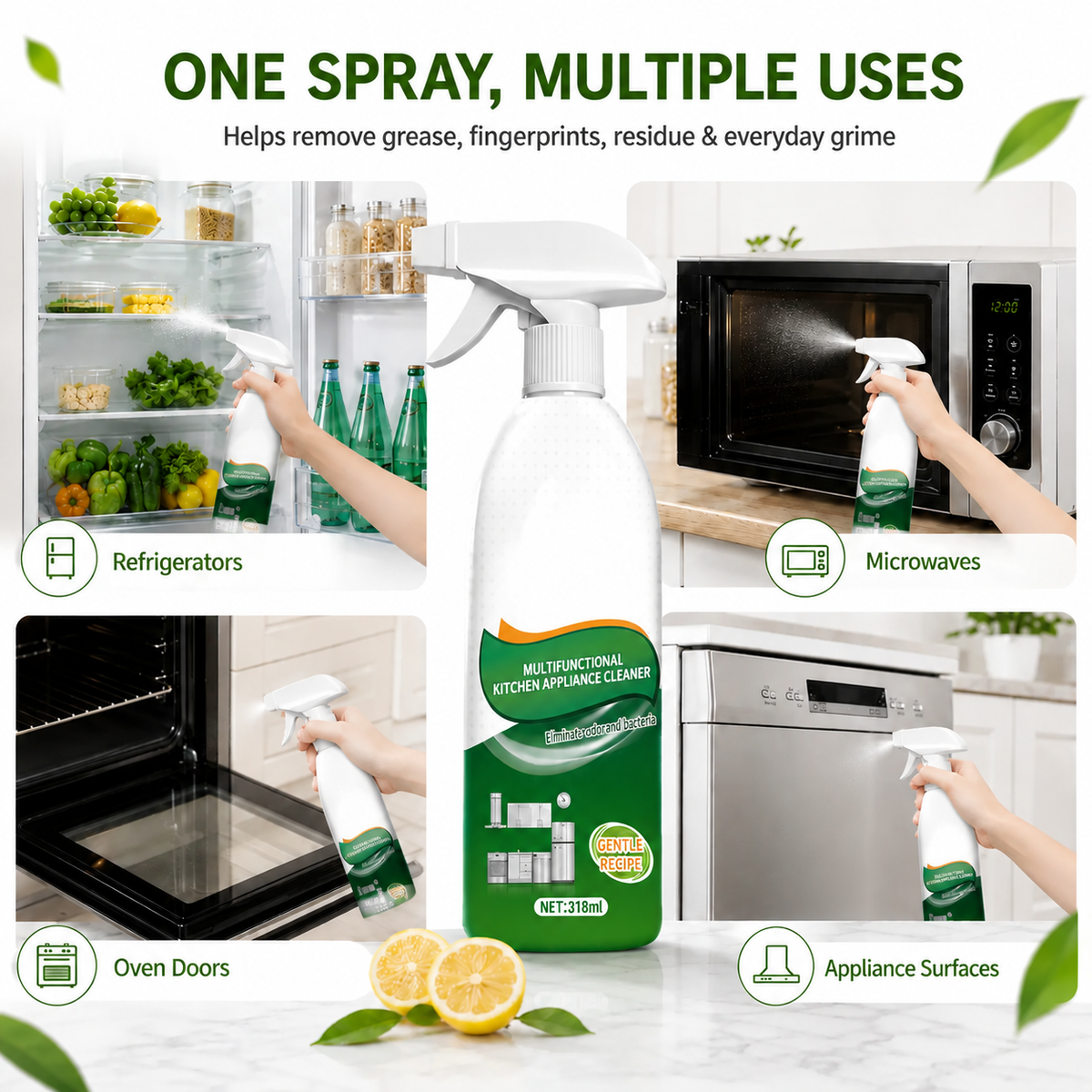Multifunctional Kitchen Appliance Cleaner 🌿✨