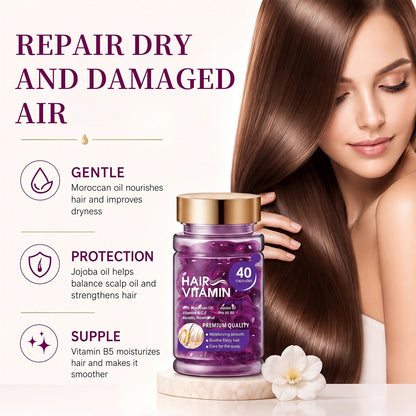 🔥50% OFF🔥Hair Vitamin Capsules Infused with Violet Vitamins & Argan Oil for Color-Treated & Permed Hair Smooths Frizz Restores Silkiness & Shine 40 Capsules.