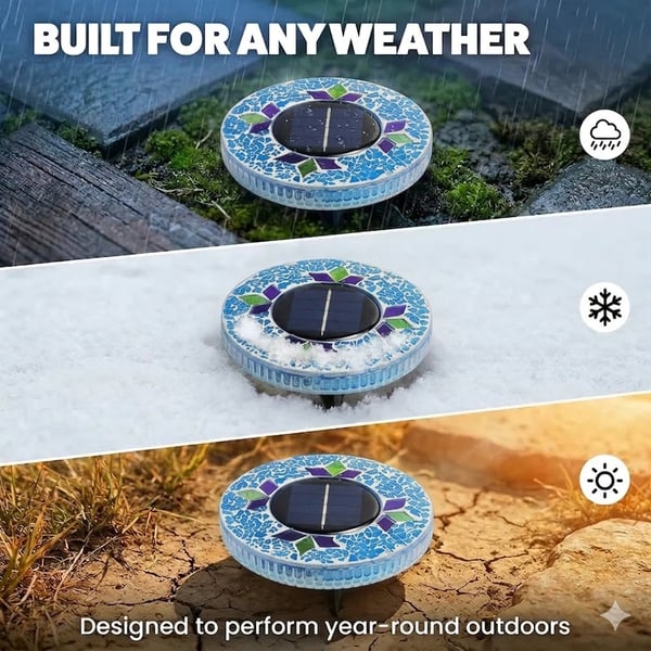 📢Limited Time Offer📢Solar Disk Lights – Handcrafted Mosaic Outdoor LED Waterproof In-Ground & Tabletop Wireless Lighting