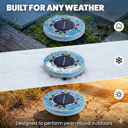 📢Limited Time Offer📢Solar Disk Lights – Handcrafted Mosaic Outdoor LED Waterproof In-Ground & Tabletop Wireless Lighting
