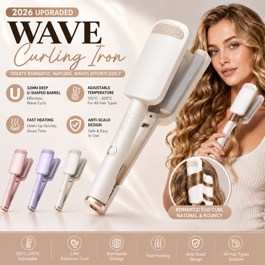 💇 LIMITED-TIME 50% OFF! ✨ 32MM Wavy Hair Curler – Negative Ion, Adjustable Temp 🔥