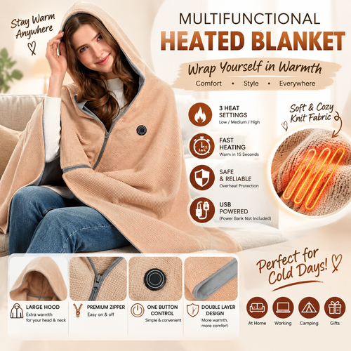 🔥 Christmas Sale — 50% OFF! ❄️ Stay Warm All Winter — Portable Electric Heated Blanket Shawl