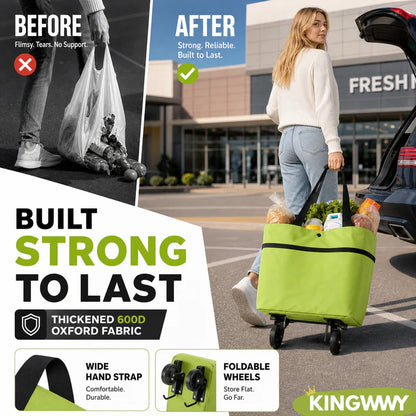 🔥HOT SALE🔥2-in-1 Foldable Shopping Trolley – Sturdy Shopping Bag on Wheels for Supermarket, Market & Travel