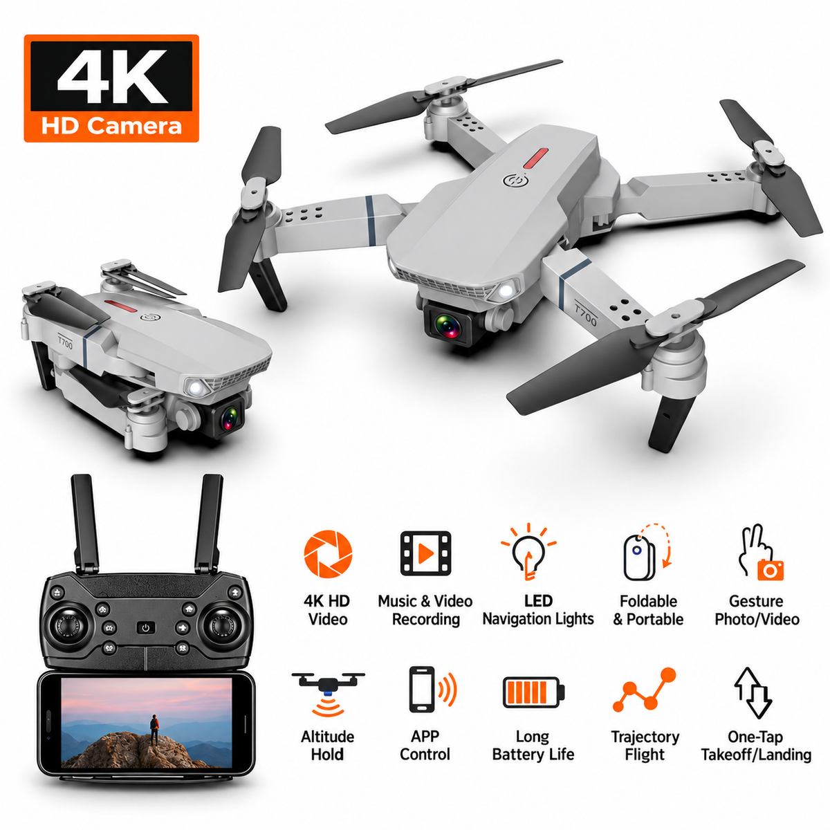 SkyView™ Foldable Dual-Camera Drone with Screen Remote