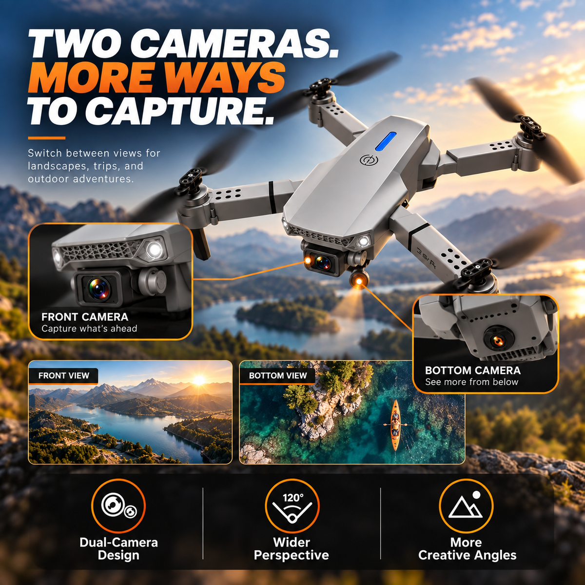 SkyView™ Foldable Dual-Camera Drone with Screen Remote