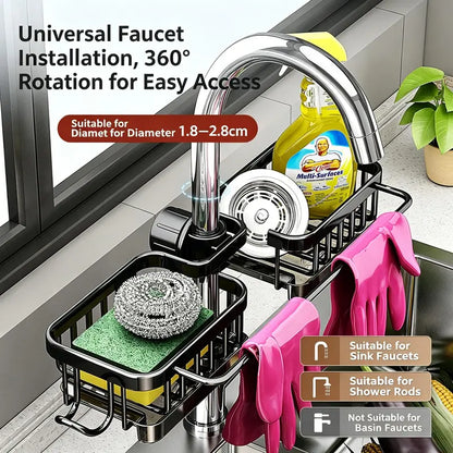 🫧Detachable Stainless Steel Sink Caddy for Kitchen & Bathroom.(Draining tray included)💎