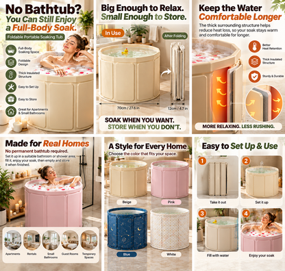 Foldable Portable Soaking Tub – Full-Body Bath for Small Spaces