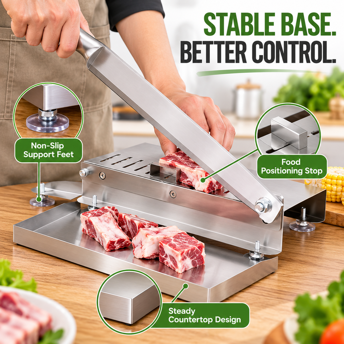 🥩 Stainless Steel Meat & Bone Cutter – More Leverage, Easier Prep